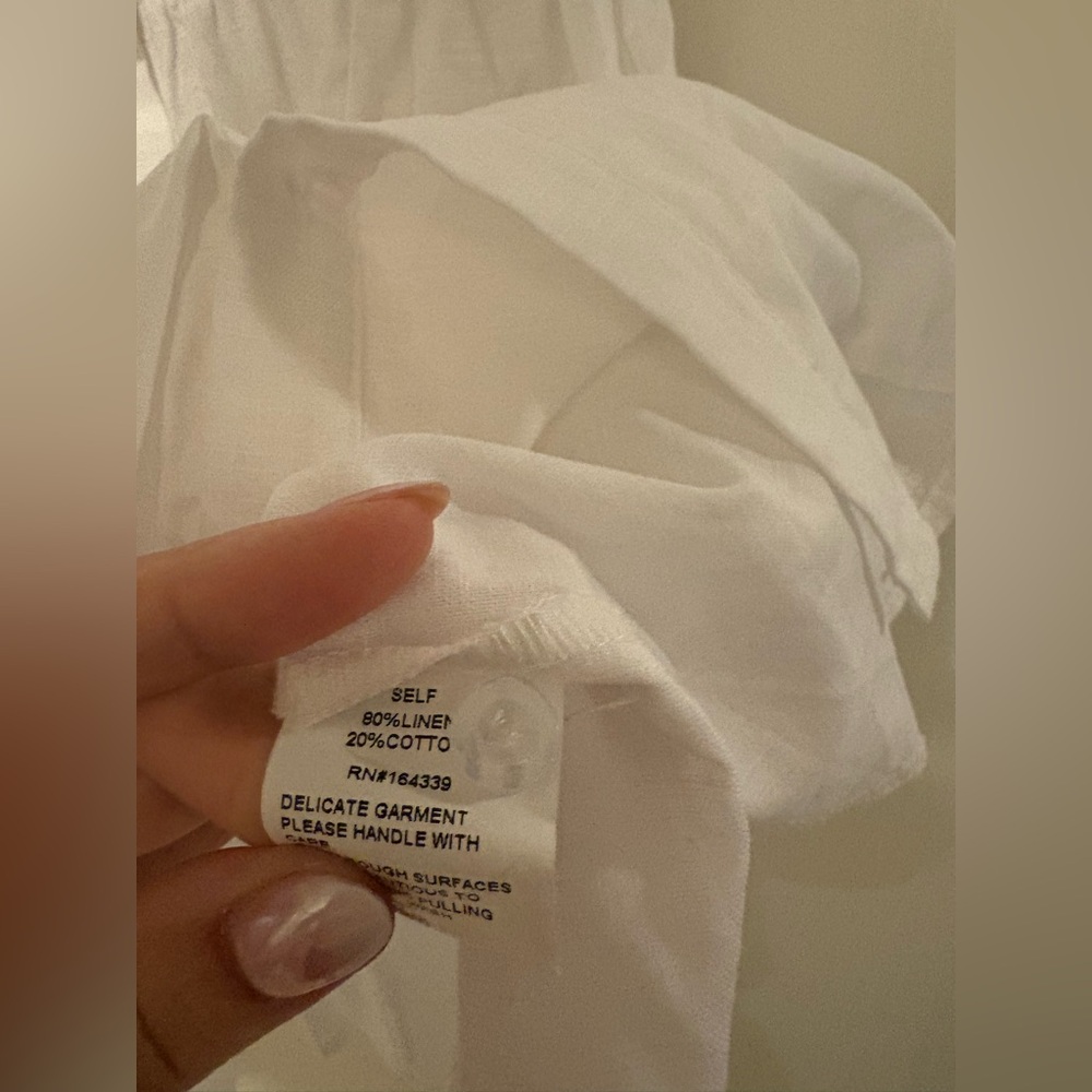 NWT SNDYS linen ruched strappy mini dress in white - Picture 7 of 10